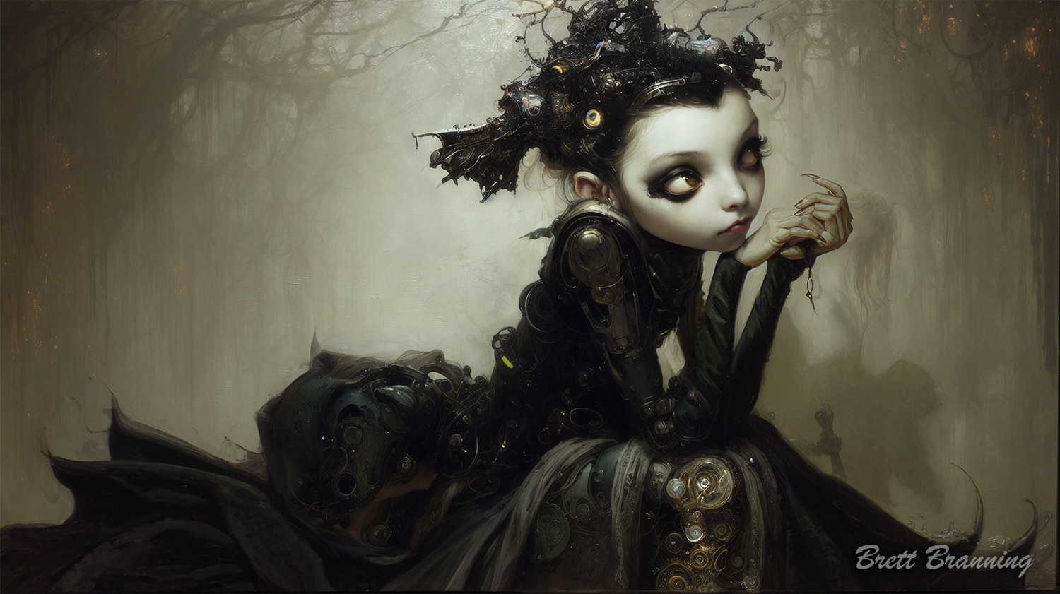 The Widow of Blackthorn Hollow - dark fantasy digital art by The Synthetic Dream Foundation